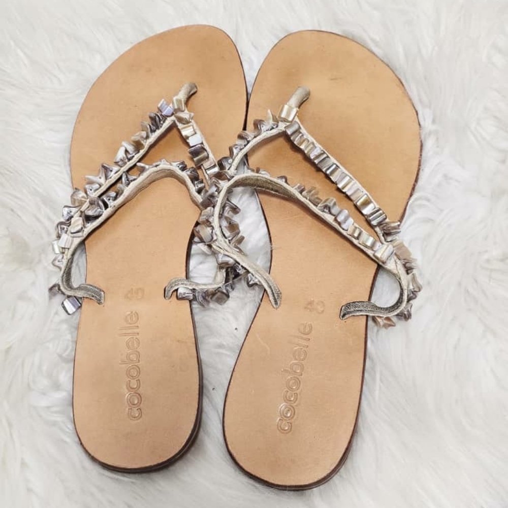 Cocobelle Jewel Sturdy LEATHER Thong Sandals Women's Size 40 ✌️